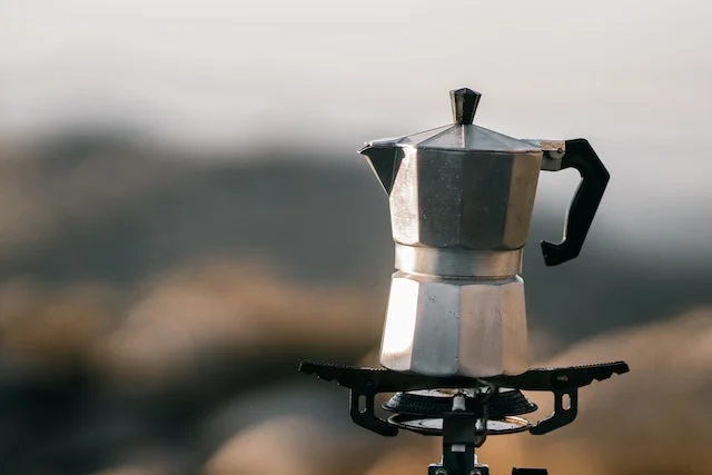 A silver moka, used to make cafezinho.